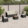 6-tlg. Garten-Sofagarnitur mit Kissen Schwarz Poly Rattan