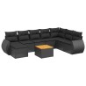 9-tlg. Garten-Sofagarnitur mit Kissen Schwarz Poly Rattan