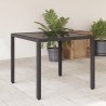 Gartentisch mit Glasplatte Schwarz 90x90x75 cm Poly Rattan