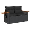 9-tlg. Garten-Sofagarnitur mit Kissen Schwarz Poly Rattan