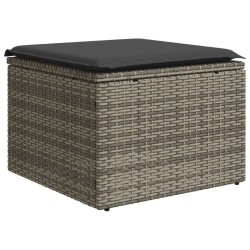 4-tlg. Garten-Sofagarnitur mit Kissen Grau Poly Rattan