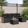 6-tlg. Garten-Sofagarnitur mit Kissen Schwarz Poly Rattan