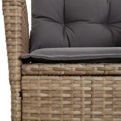 3-tlg. Garten-Essgruppe mit Kissen Beige Poly Rattan