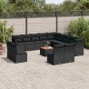 14-tlg. Garten-Sofagarnitur mit Kissen Schwarz Poly Rattan