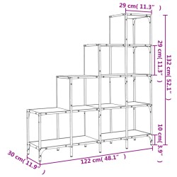 Bücherregal Grau Sonoma 122x30x132 cm Holzwerkstoff und Metall