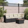 5-tlg. Garten-Sofagarnitur mit Kissen Schwarz Poly Rattan