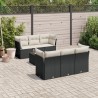 7-tlg. Garten-Sofagarnitur mit Kissen Schwarz Poly Rattan