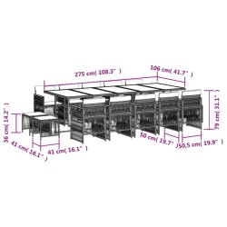 15-tlg. Garten-Essgruppe mit Kissen Beigemischung Poly Rattan