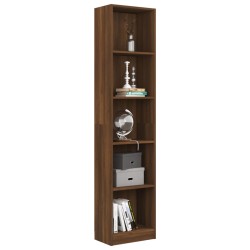 Bücherregal 5 Fächer Braun Eiche 40x24x175 cm Holzwerkstoff