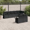 8-tlg. Garten-Sofagarnitur mit Kissen Schwarz Poly Rattan