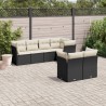 7-tlg. Garten-Sofagarnitur mit Kissen Schwarz Poly Rattan