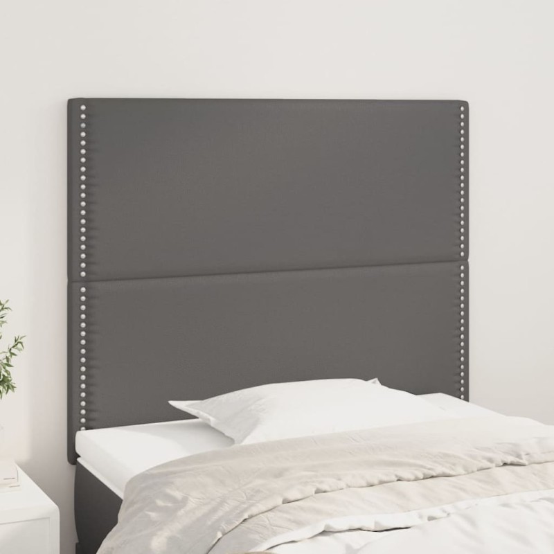 Kopfteile 2 Stk. Grau 80x5x78/88 cm Kunstleder