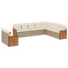 10-tlg. Garten-Sofagarnitur mit Kissen Beige Poly Rattan