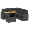 6-tlg. Garten-Sofagarnitur mit Kissen Schwarz Poly Rattan