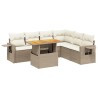 7-tlg. Garten-Sofagarnitur mit Kissen Beige Poly Rattan