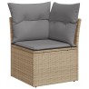 13-tlg. Garten-Sofagarnitur mit Kissen Beige Poly Rattan