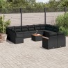 13-tlg. Garten-Sofagarnitur mit Kissen Schwarz Poly Rattan