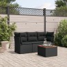 4-tlg. Garten-Sofagarnitur mit Kissen Schwarz Poly Rattan