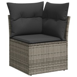 5-tlg. Garten-Sofagarnitur mit Kissen Grau Poly Rattan