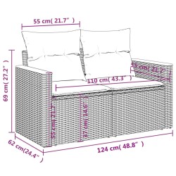 13-tlg. Garten-Sofagarnitur mit Kissen Grau Poly Rattan