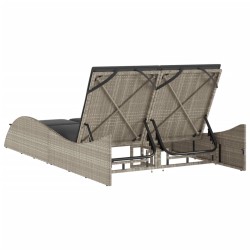 Sonnenliege mit Auflagen Hellgrau 114x205x73 cm Poly Rattan