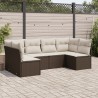 6-tlg. Garten-Sofagarnitur mit Kissen Braun Poly Rattan