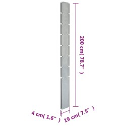 Pfosten für Gabionenzaun Silbern 200 cm Verzinkter Stahl