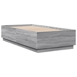 Bettgestell mit LED Grau Sonoma 75x190 cm Holzwerkstoff