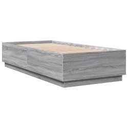 Bettgestell mit LED Grau Sonoma 100x200 cm Holzwerkstoff