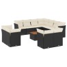 12-tlg. Garten-Sofagarnitur mit Kissen Schwarz Poly Rattan