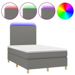 Boxspringbett mit Matratze & LED Dunkelgrau 120x190 cm Stoff