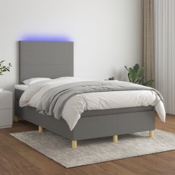 Boxspringbett mit Matratze & LED Dunkelgrau 120x190 cm Stoff