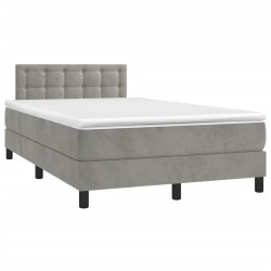 Boxspringbett mit Matratze & LED Hellgrau 120x190 cm Samt