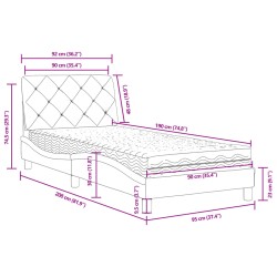 Bett mit Matratze Dunkelgrau 90x190 cm Samt