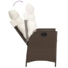 9-tlg. Garten-Essgruppe mit Kissen Braun Poly Rattan