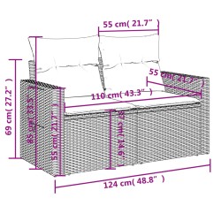 6-tlg. Garten-Sofagarnitur mit Kissen Braun Poly Rattan