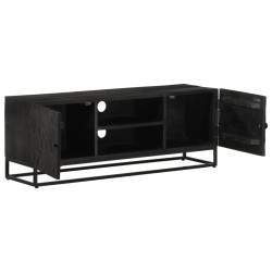 TV-Schrank Schwarz 110x30x40 cm Massivholz Mango und Eisen