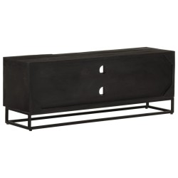 TV-Schrank Schwarz 110x30x40 cm Massivholz Mango und Eisen