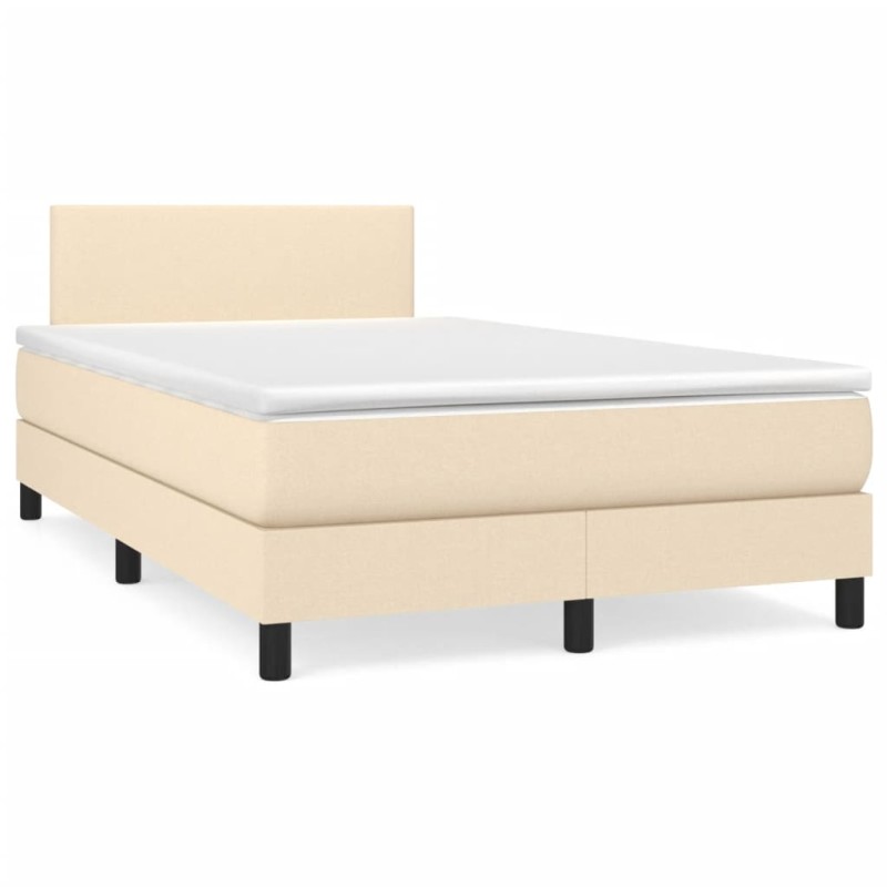 Boxspringbett mit Matratze & LED Creme 120x190 cm Stoff