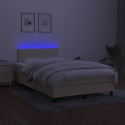 Boxspringbett mit Matratze & LED Creme 120x190 cm Stoff