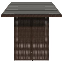 Gartentisch mit Glasplatte Braun 190x80x74 cm Poly Rattan