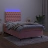 Boxspringbett mit Matratze & LED Rosa 120x190 cm Samt