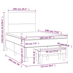 Boxspringbett mit Matratze Schwarz 120x190 cm Stoff