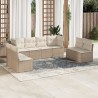 8-tlg. Garten-Sofagarnitur mit Kissen Beige Poly Rattan