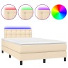 Boxspringbett mit Matratze & LED Creme 120x190 cm Stoff