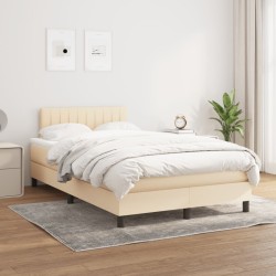 Boxspringbett mit Matratze Creme 120x190 cm Stoff