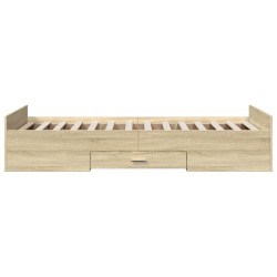 Bettgestell mit Schubladen Sonoma-Eiche 75x190 cm Holzwerkstoff