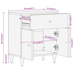 Nachttisch 50x33x60 cm Massivholz Mango