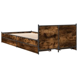 Bettgestell mit Schubladen Räuchereiche 90x200cm Holzwerkstoff