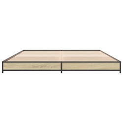 Bettgestell Sonoma-Eiche 135x190 cm Holzwerkstoff und Metall